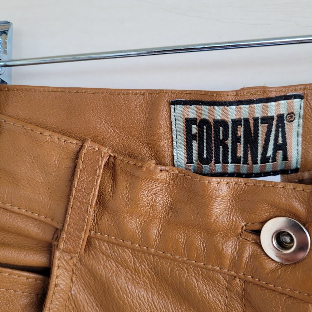 Vintage Forenza 100% brown leather mom style high waisted women's pants - Picture 8 of 15